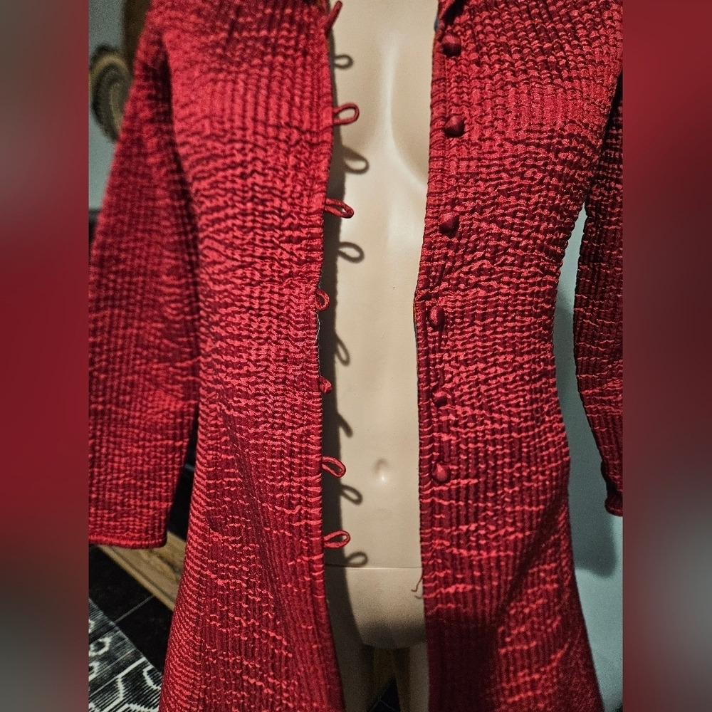 Vintage Reversible Quilted Folk Print Longline Jacket. Red/Teal Floral. XS/S - Picture 6 of 16